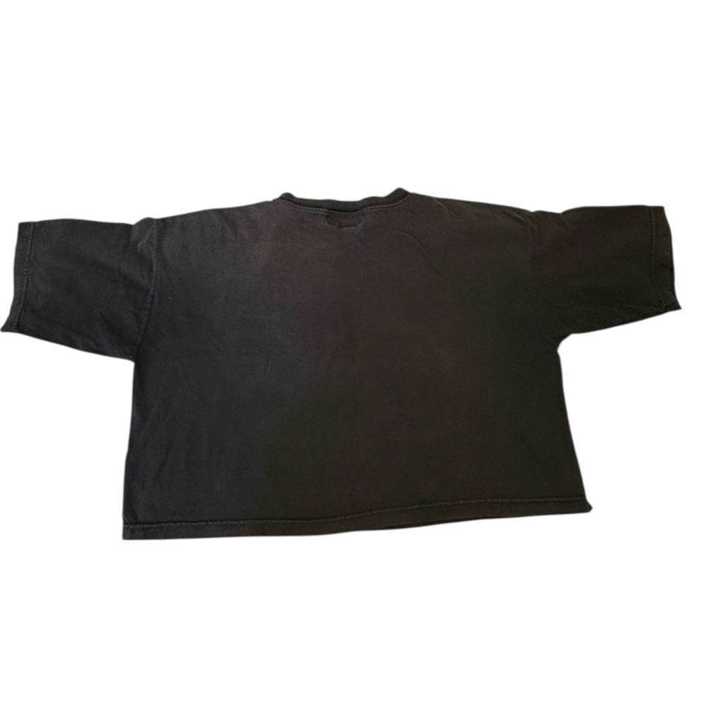 Vintage 100% cotton BonJour Daisy Cropped T-shirt black floral short-sleeved top - Picture 5 of 5